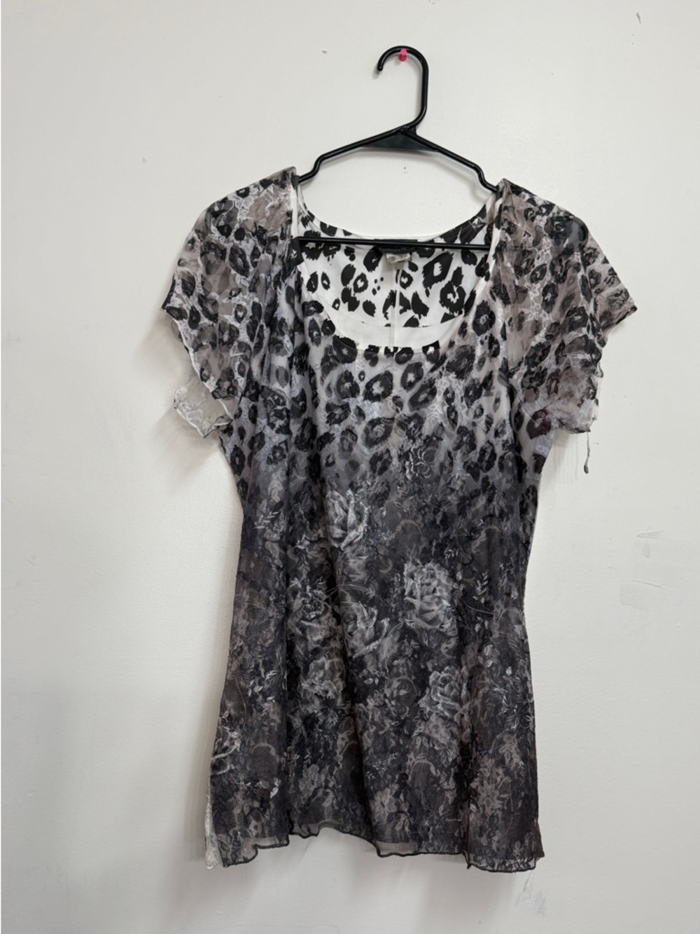 Vintage Brittany Black Lace cheetah print tunic lace whimsigoth fairy grunge - Picture 3 of 6
